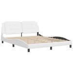 vidaXL Cadru de pat cu tăblie, alb, 160x200 cm, piele ecologică vidaXL Cadru de pat cu tăblie, alb, 160x200 cm, piele ecologică