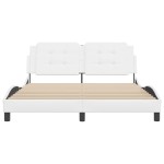 vidaXL Cadru de pat cu tăblie, alb, 160x200 cm, piele ecologică vidaXL Cadru de pat cu tăblie, alb, 160x200 cm, piele ecologică