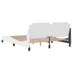 vidaXL Cadru de pat cu tăblie, alb, 160x200 cm, piele ecologică vidaXL Cadru de pat cu tăblie, alb, 160x200 cm, piele ecologică