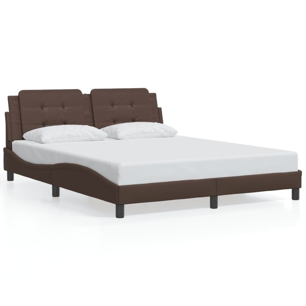 vidaXL Cadru de pat cu tăblie, maro, 160x200 cm, piele ecologică