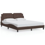 vidaXL Cadru de pat cu tăblie, maro, 160x200 cm, piele ecologică vidaXL Cadru de pat cu tăblie, maro, 160x200 cm, piele ecologică