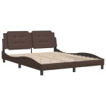vidaXL Cadru de pat cu tăblie, maro, 160x200 cm, piele ecologică vidaXL Cadru de pat cu tăblie, maro, 160x200 cm, piele ecologică