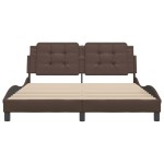vidaXL Cadru de pat cu tăblie, maro, 160x200 cm, piele ecologică vidaXL Cadru de pat cu tăblie, maro, 160x200 cm, piele ecologică