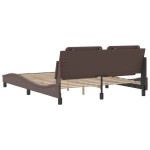 vidaXL Cadru de pat cu tăblie, maro, 160x200 cm, piele ecologică vidaXL Cadru de pat cu tăblie, maro, 160x200 cm, piele ecologică