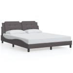 vidaXL Cadru de pat cu tăblie, gri, 160x200 cm, piele ecologică vidaXL Cadru de pat cu tăblie, gri, 160x200 cm, piele ecologică