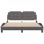 vidaXL Cadru de pat cu tăblie, gri, 160x200 cm, piele ecologică vidaXL Cadru de pat cu tăblie, gri, 160x200 cm, piele ecologică