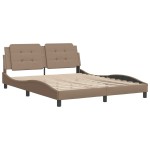 vidaXL Cadru de pat cu tăblie, cappuccino, 160x200 cm, piele ecologică