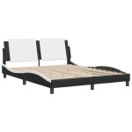 vidaXL Cadru de pat cu tăblie, negru/alb, 160x200 cm, piele ecologică vidaXL Cadru de pat cu tăblie, negru/alb, 160x200 cm, piele ecologică