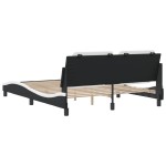 vidaXL Cadru de pat cu tăblie, negru/alb, 160x200 cm, piele ecologică vidaXL Cadru de pat cu tăblie, negru/alb, 160x200 cm, piele ecologică
