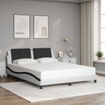 vidaXL Cadru de pat cu tăblie, alb/negru, 160x200 cm, piele ecologică vidaXL Cadru de pat cu tăblie, alb/negru, 160x200 cm, piele ecologică
