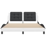 vidaXL Cadru de pat cu tăblie, alb/negru, 160x200 cm, piele ecologică vidaXL Cadru de pat cu tăblie, alb/negru, 160x200 cm, piele ecologică
