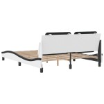 vidaXL Cadru de pat cu tăblie, alb/negru, 160x200 cm, piele ecologică vidaXL Cadru de pat cu tăblie, alb/negru, 160x200 cm, piele ecologică