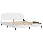vidaXL Cadru de pat cu tăblie, alb, 180x200 cm, piele ecologică vidaXL Cadru de pat cu tăblie, alb, 180x200 cm, piele ecologică