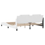 vidaXL Cadru de pat cu tăblie, alb, 180x200 cm, piele ecologică vidaXL Cadru de pat cu tăblie, alb, 180x200 cm, piele ecologică