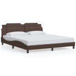vidaXL Cadru de pat cu tăblie, maro, 180x200 cm, piele ecologică