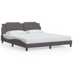 vidaXL Cadru de pat cu tăblie, gri, 180x200 cm, piele ecologică vidaXL Cadru de pat cu tăblie, gri, 180x200 cm, piele ecologică