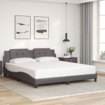 vidaXL Cadru de pat cu tăblie, gri, 180x200 cm, piele ecologică vidaXL Cadru de pat cu tăblie, gri, 180x200 cm, piele ecologică