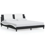 vidaXL Cadru de pat cu tăblie negru și alb 180x200cm piele artificială