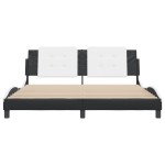 vidaXL Cadru de pat cu tăblie negru și alb 180x200cm piele artificială