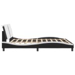 vidaXL Cadru de pat cu tăblie negru și alb 180x200cm piele artificială