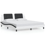 vidaXL Cadru de pat cu tăblie alb și negru 180x200cm piele artificială vidaXL Cadru de pat cu tăblie alb și negru 180x200cm piele artificială