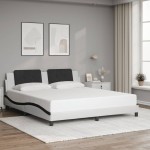 vidaXL Cadru de pat cu tăblie alb și negru 180x200cm piele artificială vidaXL Cadru de pat cu tăblie alb și negru 180x200cm piele artificială