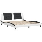 vidaXL Cadru de pat cu tăblie alb și negru 180x200cm piele artificială vidaXL Cadru de pat cu tăblie alb și negru 180x200cm piele artificială