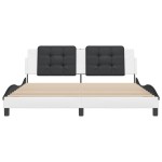 vidaXL Cadru de pat cu tăblie alb și negru 180x200cm piele artificială vidaXL Cadru de pat cu tăblie alb și negru 180x200cm piele artificială