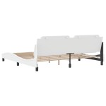 vidaXL Cadru de pat cu tăblie, alb, 200x200 cm, piele ecologică vidaXL Cadru de pat cu tăblie, alb, 200x200 cm, piele ecologică
