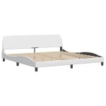 vidaXL Cadru de pat cu tăblie, alb, 200x200 cm, piele ecologică vidaXL Cadru de pat cu tăblie, alb, 200x200 cm, piele ecologică