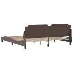 vidaXL Cadru de pat cu tăblie, maro, 200x200 cm, piele ecologică vidaXL Cadru de pat cu tăblie, maro, 200x200 cm, piele ecologică