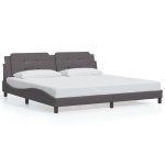 vidaXL Cadru de pat cu tăblie, gri, 200x200 cm, piele ecologică vidaXL Cadru de pat cu tăblie, gri, 200x200 cm, piele ecologică