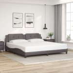 vidaXL Cadru de pat cu tăblie, gri, 200x200 cm, piele ecologică vidaXL Cadru de pat cu tăblie, gri, 200x200 cm, piele ecologică