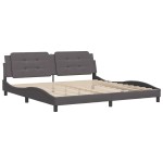 vidaXL Cadru de pat cu tăblie, gri, 200x200 cm, piele ecologică vidaXL Cadru de pat cu tăblie, gri, 200x200 cm, piele ecologică