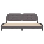 vidaXL Cadru de pat cu tăblie, gri, 200x200 cm, piele ecologică vidaXL Cadru de pat cu tăblie, gri, 200x200 cm, piele ecologică