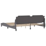 vidaXL Cadru de pat cu tăblie, gri, 200x200 cm, piele ecologică vidaXL Cadru de pat cu tăblie, gri, 200x200 cm, piele ecologică