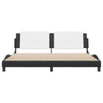 vidaXL Cadru de pat cu tăblie negru și alb 200x200cm piele artificială