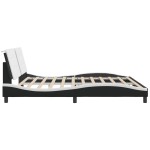 vidaXL Cadru de pat cu tăblie negru și alb 200x200cm piele artificială