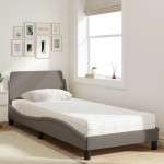 vidaXL Pat cu saltea, gri taupe, 80x200 cm, textil