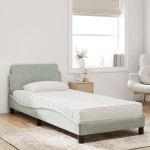 vidaXL Pat cu saltea, gri deschis, 80x200 cm, catifea vidaXL Pat cu saltea, gri deschis, 80x200 cm, catifea