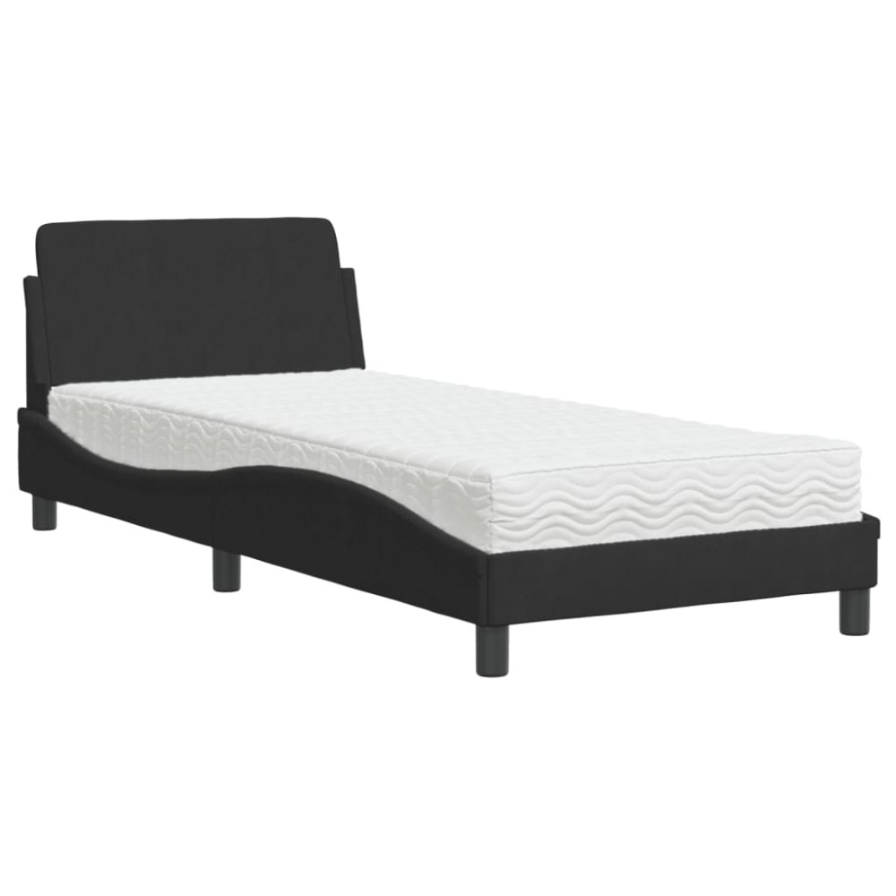 vidaXL Pat cu saltea, negru, 80x200 cm, catifea