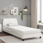 vidaXL Pat cu saltea, alb, 80x200 cm, piele ecologică