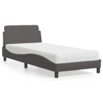 vidaXL Pat cu saltea, gri, 80x200 cm, piele ecologică vidaXL Pat cu saltea, gri, 80x200 cm, piele ecologică