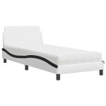 vidaXL Pat cu saltea, alb și negru, 80x200 cm, piele ecologică