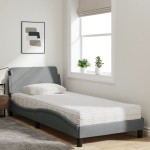vidaXL Pat cu saltea, gri deschis, 90x190 cm, textil