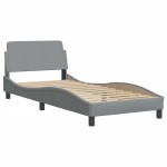 vidaXL Pat cu saltea, gri deschis, 90x190 cm, textil