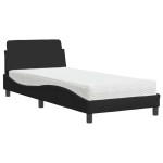 vidaXL Pat cu saltea, negru, 90x190 cm, textil