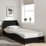 vidaXL Pat cu saltea, negru, 90x190 cm, textil