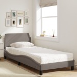 vidaXL Pat cu saltea, gri taupe, 90x190 cm, textil vidaXL Pat cu saltea, gri taupe, 90x190 cm, textil
