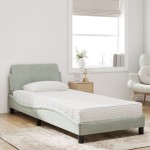vidaXL Pat cu saltea, gri deschis, 90x190 cm, catifea vidaXL Pat cu saltea, gri deschis, 90x190 cm, catifea